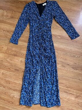 Lucky Brand Blue Floral Dress XS  READ- Altered